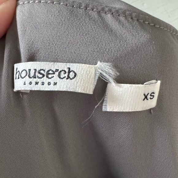 House of CB Valeria Ruched Asymmetrical Gray Mini Dress - Picture 6 of 8